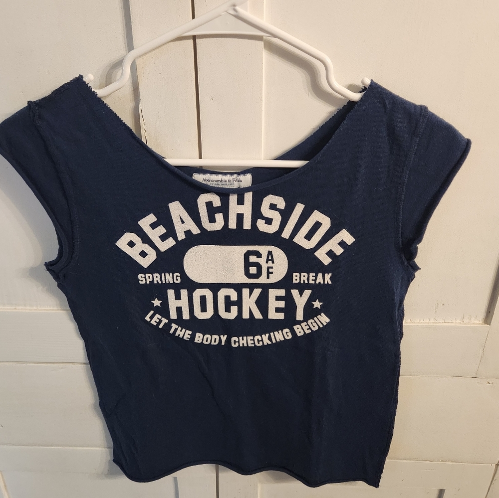 Abercrombie & Fitch Navy Blue Beachside Crop Top
